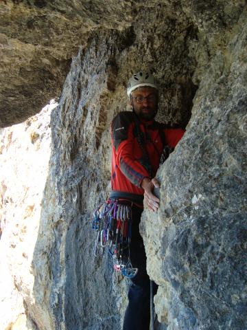 The key step of the Alverà Route, Cima di Col di Bois, Dolomites, 2012